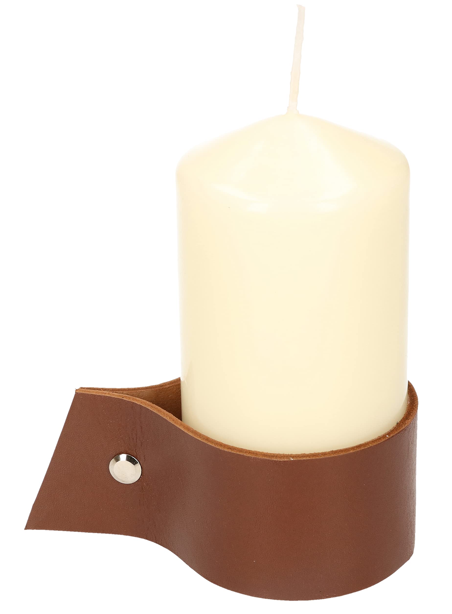 ABRATO Pillar Candle 60 x 120 mm Cream with Leather Handle Decorative Candle