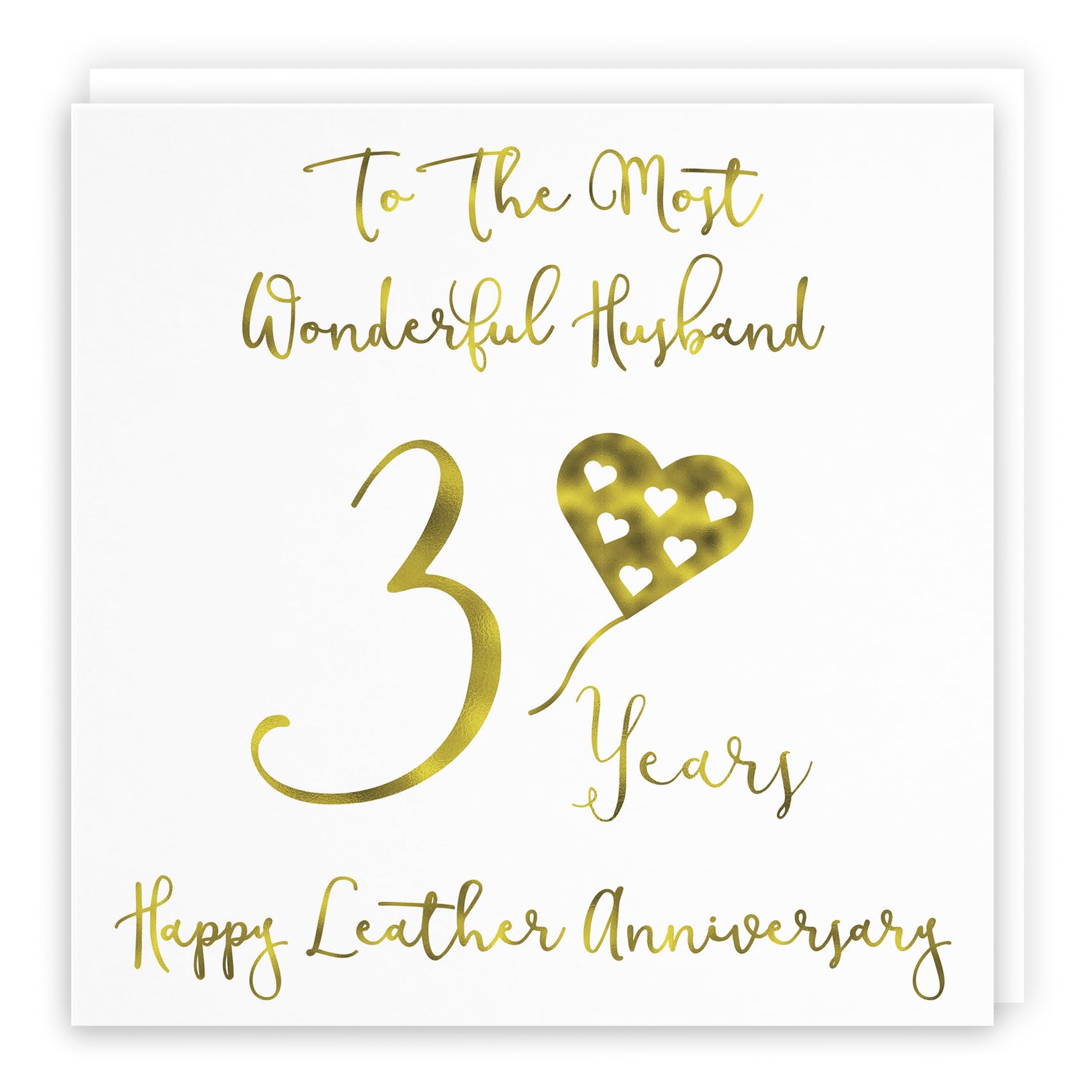 Hunts England - Husband 3rd Anniversary Card - To The Most Wonderful Husband - 3 Years - Happy Leather Anniversary - Milano Collection — image 1