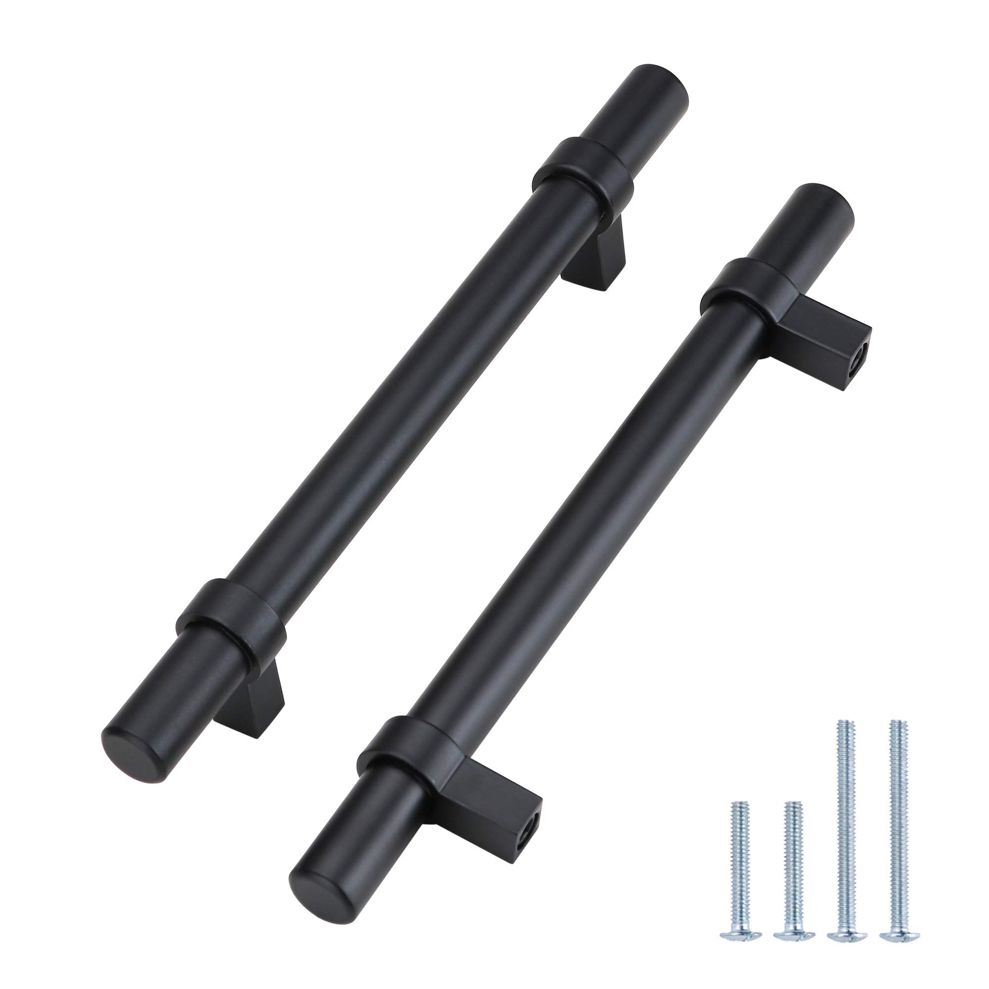 LONTAN 10 Pack Black Cupboard Handles 128mm Kitchen Handles Cupboard Door Handles Black Cabinet Handles Black T Bar Wardrobe Handles,LST16BK128