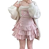 Cuteighteen Lolita Tiered Mini Skirt Women Skorts Kawaii Layered Ruffle High Waist Lace Up A Line Cute Skirts for Teen Girls