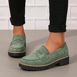 Womens Loafers Shoes Platform Chunky Penny Loafer
