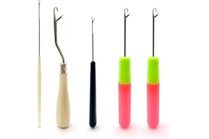Qgond 5PCS Latch Hook Tool Set – Small Crochet Hooks in Multiple Sizes for Braid Hair, Dreadlocks, Rug Making, Carpet Crafting & Other DIY Projects