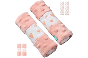 1 ONE ENJOY 4 Packs Baby Car Seat Straps Cover Pink Shoulder Pads for Baby, Baby Car Seat Belt Pads Seat Belt Covers for All Car Seats/Pushchair/Stroller (5.9‘’X2‘’in)