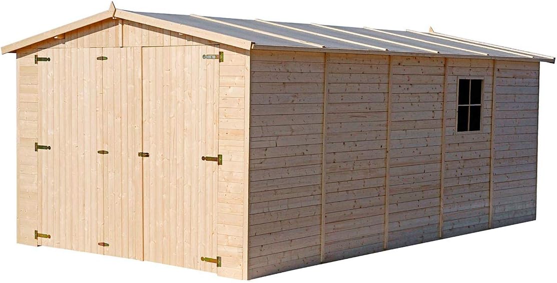 Generico - Garage exterior madera 500 x 300 x 222/192 cm madera de ...