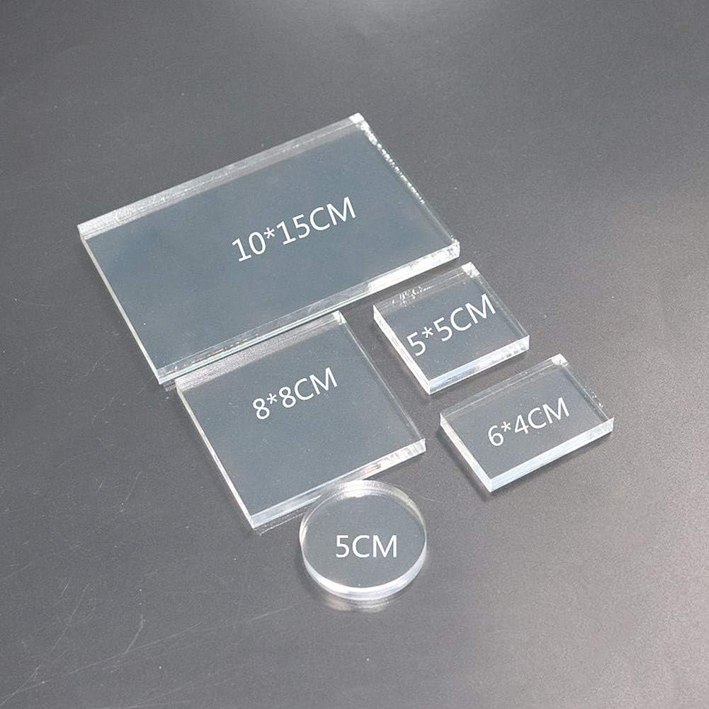 Shopready Acrylic Stamp Block with Grid Lines Assorted Sizes Clear