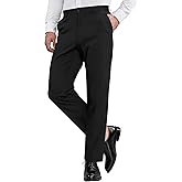 DOWMQ Mens Dress Pants Classic Fit 28"/30"/32" Lightweight Work Slacks Expandable Waist Trousers for Golf,Business,Casual