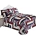 Caledonia Burgundy Floral Patchwork Quilted Medium-Weight Bedspread, King