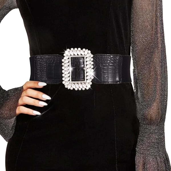 ICGSUQR Belts For Women With Big Rhinestone Square Buckle  display picture 2