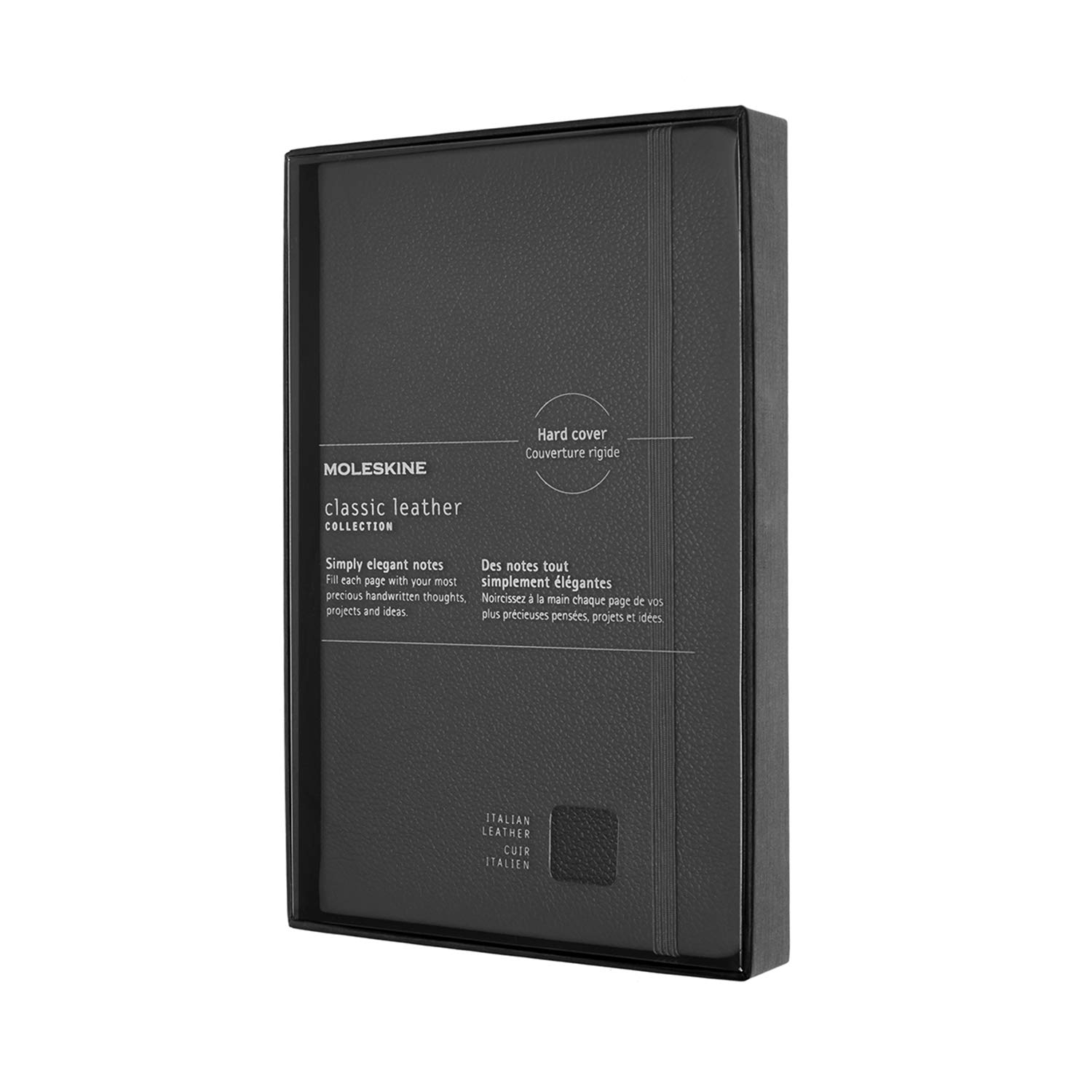 Moleskine Large Size 13 x 21 cm Leather Notebook, Leather Notebook with Ruled Pages, Limited Edition with Box and Clear Lid, Hard Cover, Colour Black, 176 Pages