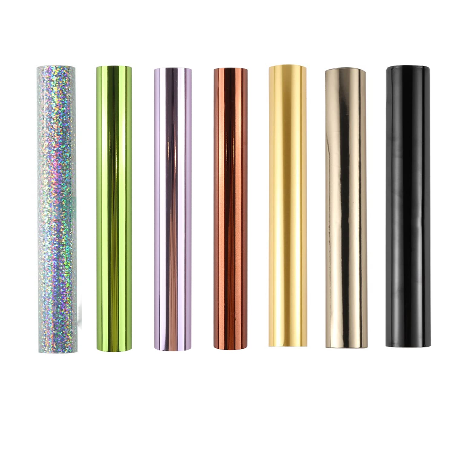 7PCS Glimmer Hot Foil, Metallic Variety Beautiful Diamond Color, 7.6x197in Fiver Rollers Hot Stamping Foil for Scrapbooking Paper Crafts