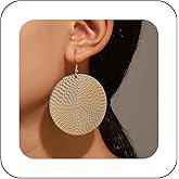 YienDoo Circle Disc Dangle Drop Earrings Gold Boho Large Round Circular Earrings Statement Geometric Flat Round Earrings Minimalist Big Coin Disk Drop Earrings Jewelry for Women