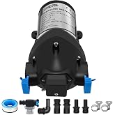 [Upgraded Version] R3526144D RV Water Pump,3 GPM 12V DC 50 PSI Triplex Self-Priming Diaphragm Water Pump Replace R3526144D/03526-144A,Quiet &amp; Auto Shut-Off,for RV Boats Camper Trailers-Black