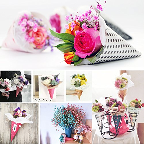 Self-adhesive Flower Packaging Paper Bouquet wrapper Candy Food Paper Cones from Ocharzy (Brown, 20 pcs)