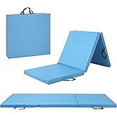 CAP Barbell Folding Exercise Mat &ndash; Durable, Anti-Tear, Thick Padding for Fitness, Aerobics, Gymnastics &amp; Home Workouts. 72"L x 24"W x 2"Thick. BLUE