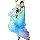 ZLTdream Women's Belly Dance Gradual Colorful Chiffon Scarf Veil 2.2 * 1.2M
