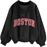 Avanova Women USA Graphic V Neck Sweatshirts Top Drop Shoulder Long Sleeve Pullover Shirt
