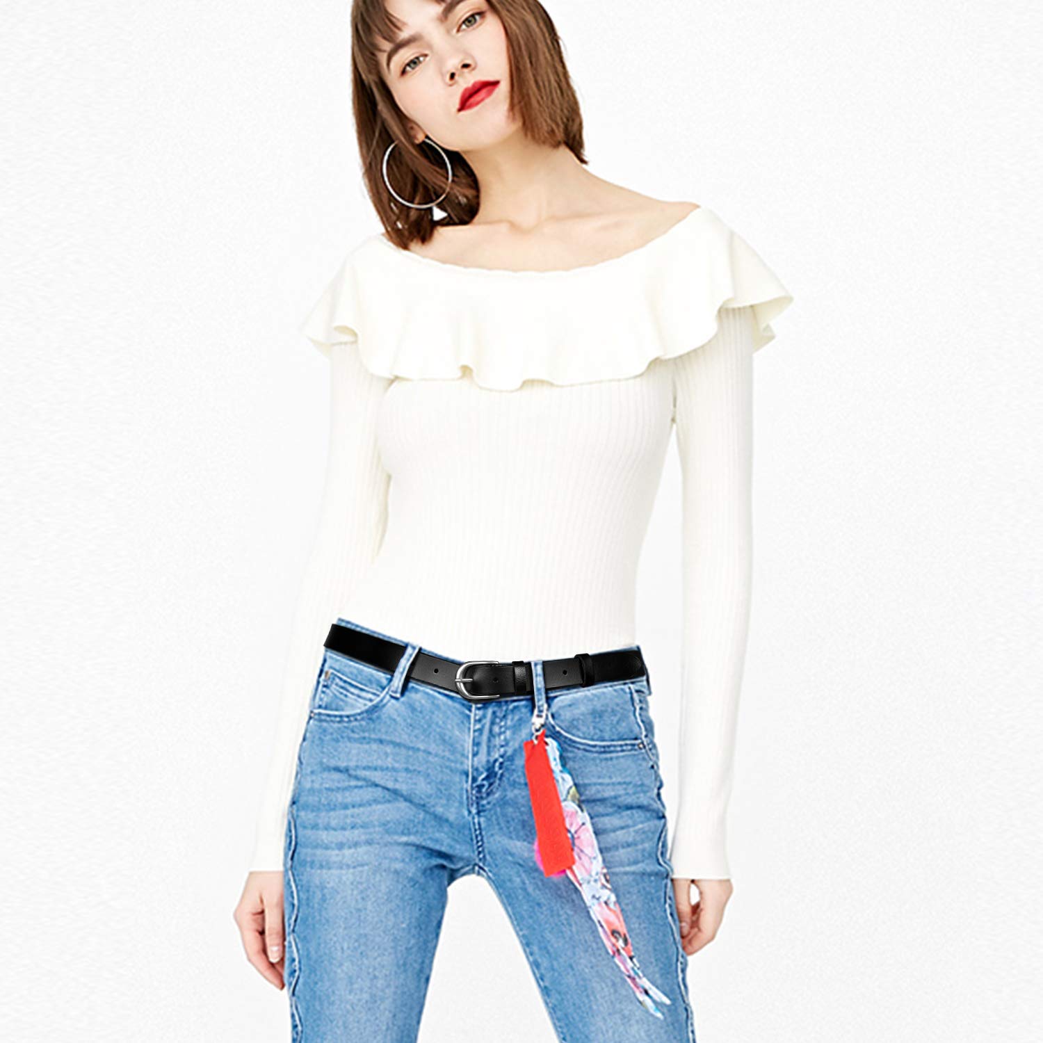 JasGood Damen Ledergürtel Frauen Plus Size Metallschnalle Lässige Gürtel für Jeans Hosen Kleider