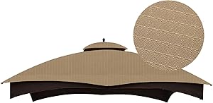 ABCCANOPY Riplock 350 Replacement Canopy, Top Cover for Lowe's Allen Roth 10x12 Gazebo #GF-12S004B-1(Beige)