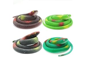 Lechay Rubber Snakes to Keep Birds Away,4 Pieces 29 Inch Realistic Rubber Snakes, Pranks, Halloween Decoration, Fake Snake for Garden Props to Scare Birds, Squirrels, Mice