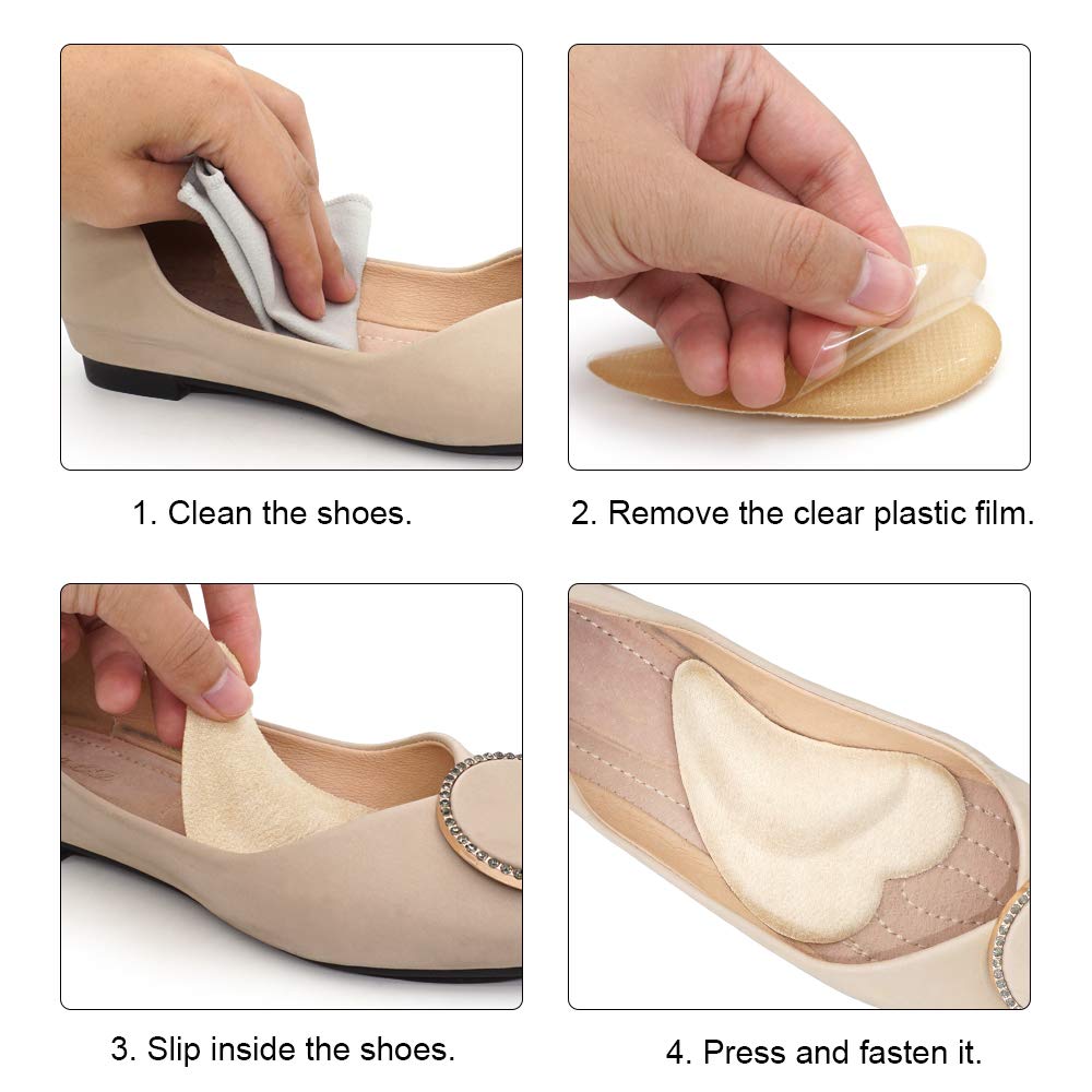 Beautulip Arch Pads for Flat Feet Adhesive Shoe Inserts Plantar Fasciitis Fallen Arch Pain Relief 3 Pairs (Beige)