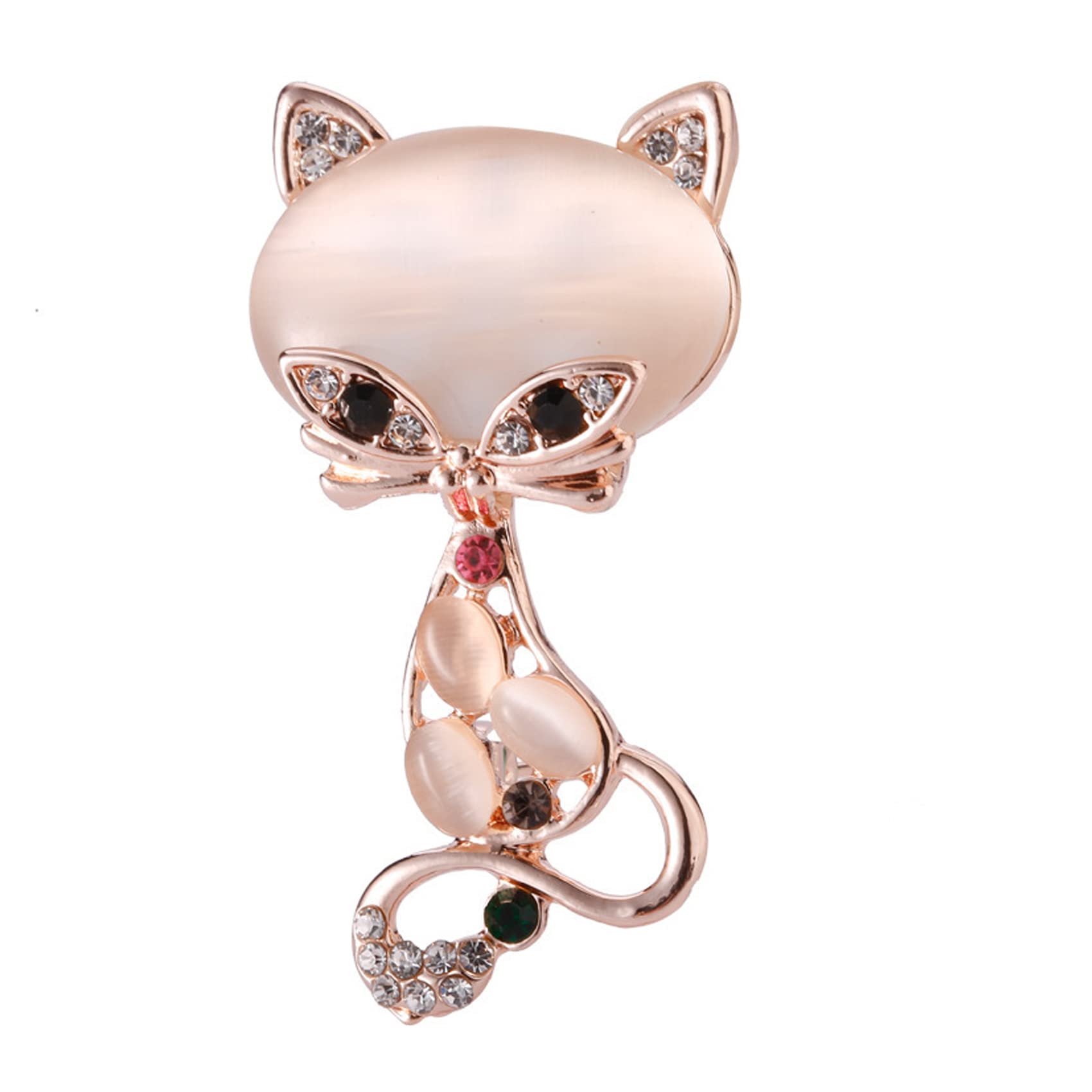 Fox Rhinestone Crystal Opal Wedding Brooch Crystal Pet Animal Corsage Collar Pin Brooch Women Dress Scarf Clothing Accessories Jewelry Gift For Bride Girl Women