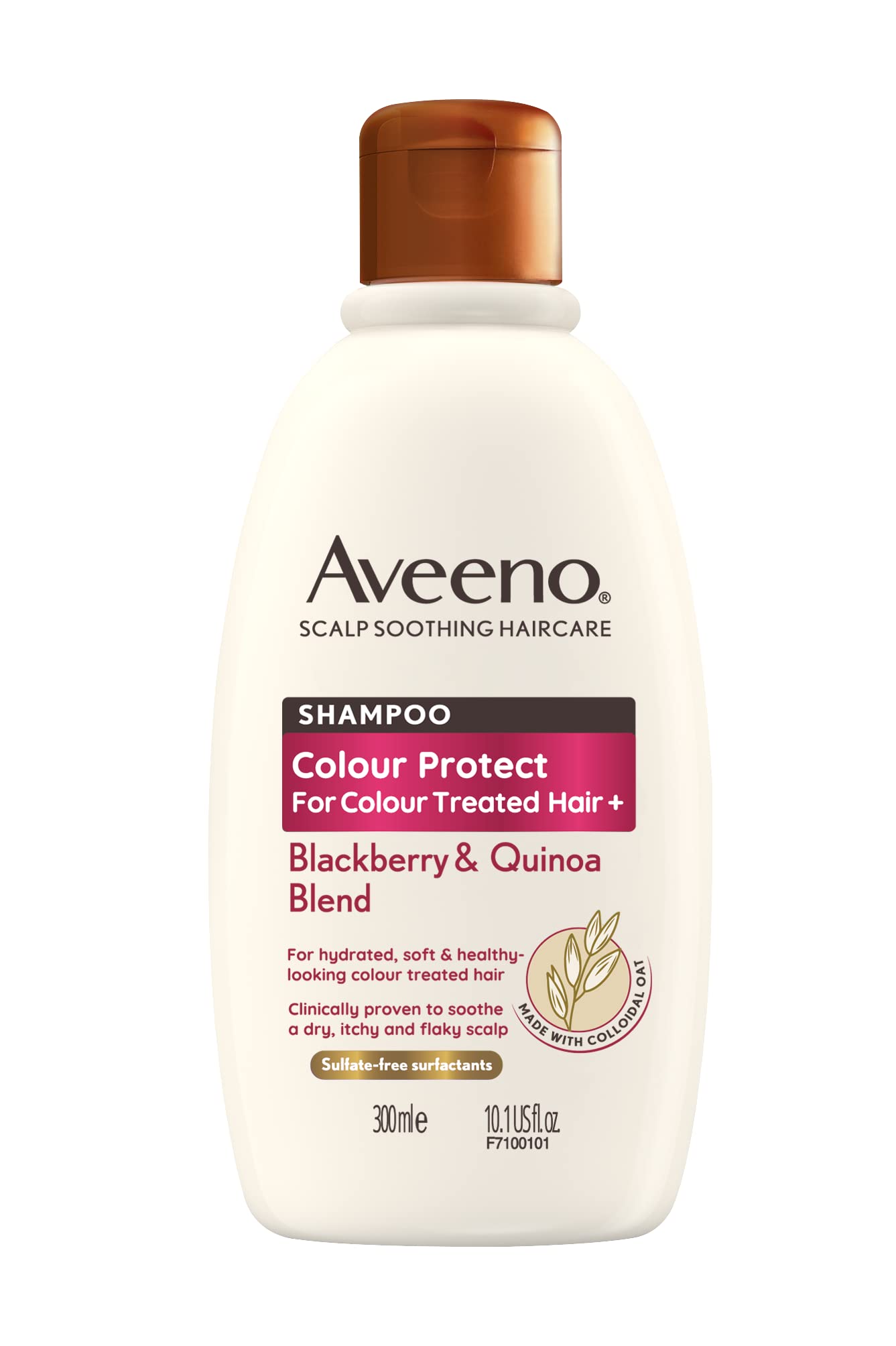 Aveeno Scalp Soothing Haircare Colour Protect Shampoo, Blackberry & Quinoa Blend, for Colour Treated Hair, Soothes Dry, Itchy & Flaky Scalp, Clinically Proven, Sulfate Free, 300ml — image 1