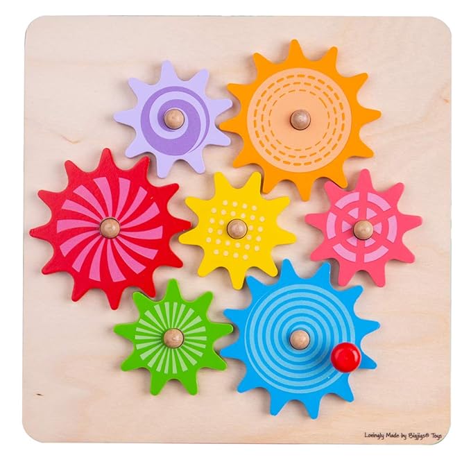Bigjigs Toys Wooden Gears and Cog Puzzle Educational Learning Jigsaw