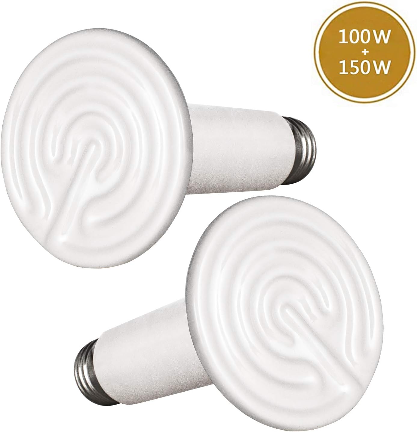 BOEESPAT Ceramic Heat Emitter 250W/150W/100W/60W Reptile Ceramic Heat Lamp Brooder Coop Pet Infrared Ceramic Lamp Bulb