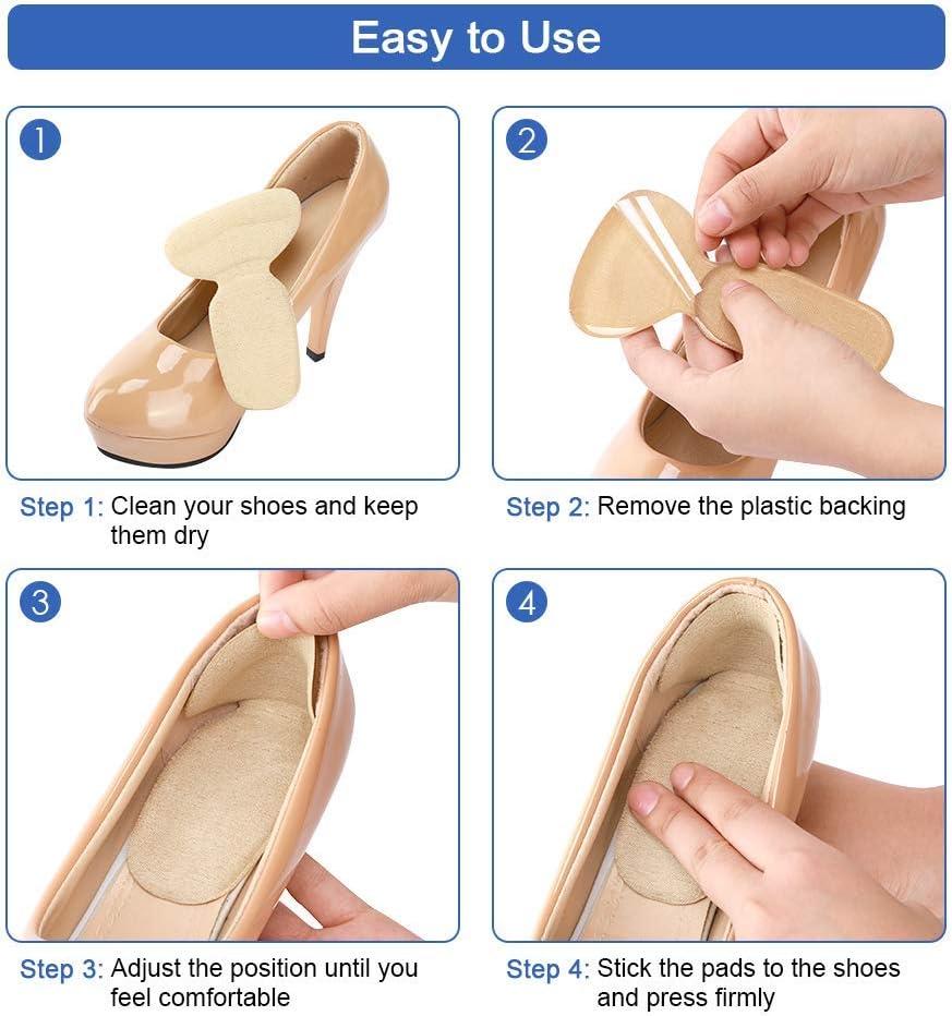 Heel Cushion Inserts, Reusable Soft Shoe Inserts Heel Cushion Pads Self-Adhesive Foot Care Protector Grips Liners Loose Shoes - Heel Pain Relief Bunion Callus Blisters- 6 Pairs: Health & Personal Care