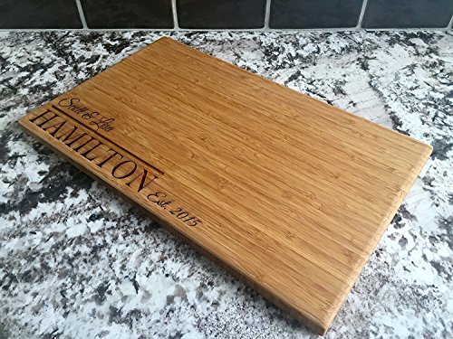 Custom Engraved Cutting Board Gift (11" x 17" Single Tone, Hamilton Design) - Personalized Cutting Board for Couples - Decorative Wooden Kitchen Cutting Board with Engraving
