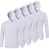 LeeHanTon 5 Pack Men's UPF 50+ Sun Protection Breathable T Shirt Athletic Long Sleeve Shirts 5 Pack for Outdoor White Size 2XL