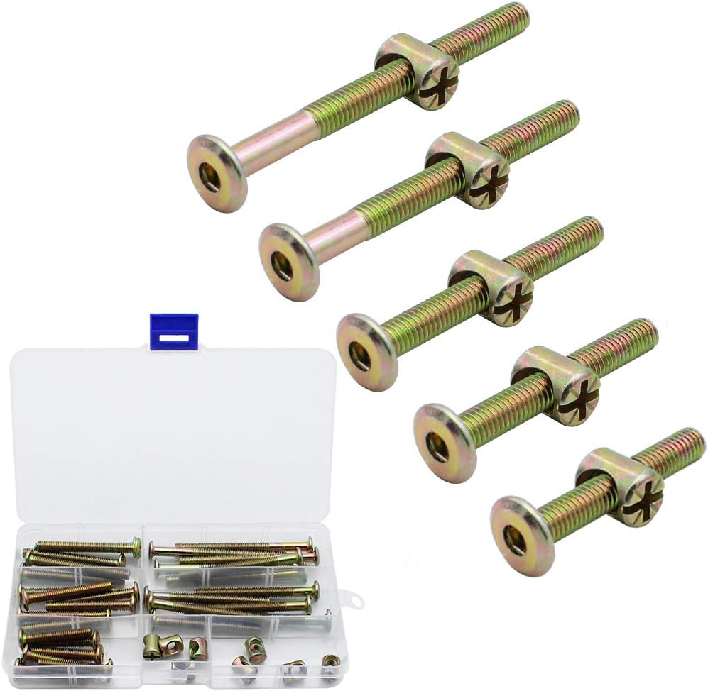 SPTwj 60PCS Furniture Bolt and Barrel Nuts Kit M6*35/45/55/65/75mm for