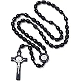 KOMI Catholic Rosary Beads for Men Holy Prayer Beads Rosary Necklace with Crucifix Cross Rosary Catholic Christmas Gifts