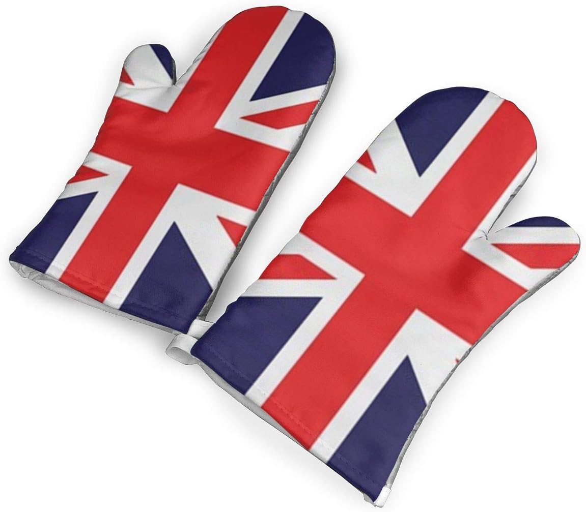 Union Jack Kitchen Oven Mitts, Cotton Long Microwave Oven Gloves, Extreme Heat