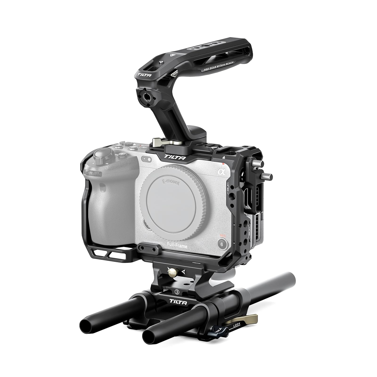 Tilta FX3 FX30 Cage, Full Camera Cage Compatible with Sony FX3/FX30 Basic Kit with HDMI Cable Clamp, NATO Top Handle and 15mm LWS Baseplate - Black TA-T16-A-B — image 1