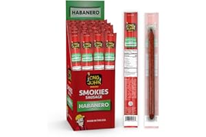 Long John Snacks Smokies Smoked Sausage Links - Gourmet Christmas Gift, Stocking Stuffer, White Elephant, Secret Santa & Holiday Gift Box or Charcuterie Snack - USA Pork & Beef - Habanero, 24 Pack