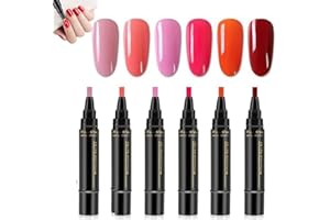 Smimvp Nail Pen, 6 Colors per Set, 3 in 1 Nail Polish Pens Quick Dry, 36 Color Nailpolish Gelpen 8 Ml, Easy Nail Polish Pen for Women (D)