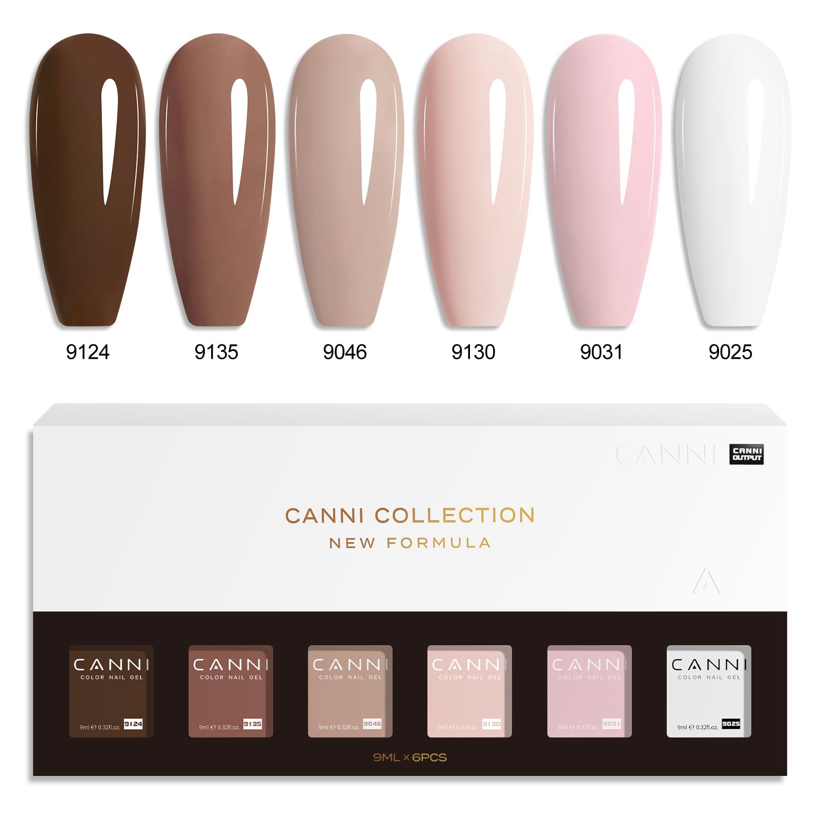 CANNI Gel Nail Polish Kit -6 Colors Nude Pink 9ML Gel Polish Set Skin Tones French Nail Neutral Brown Soak Off Gel Nail Kit Manicure DIY Manicure Salon DIY - Image 8