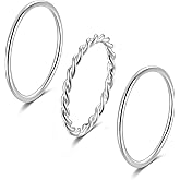 SILBERTALE 925 Sterling Silver Knuckle Rings for Women Minimalist Thin Stacking Rings Set 3PCS Midi Pinky Ring Size 2.5-8.5