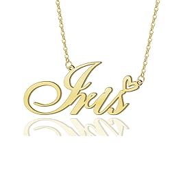 AOLO Iris Heart Name Necklace 18k Gold Plated