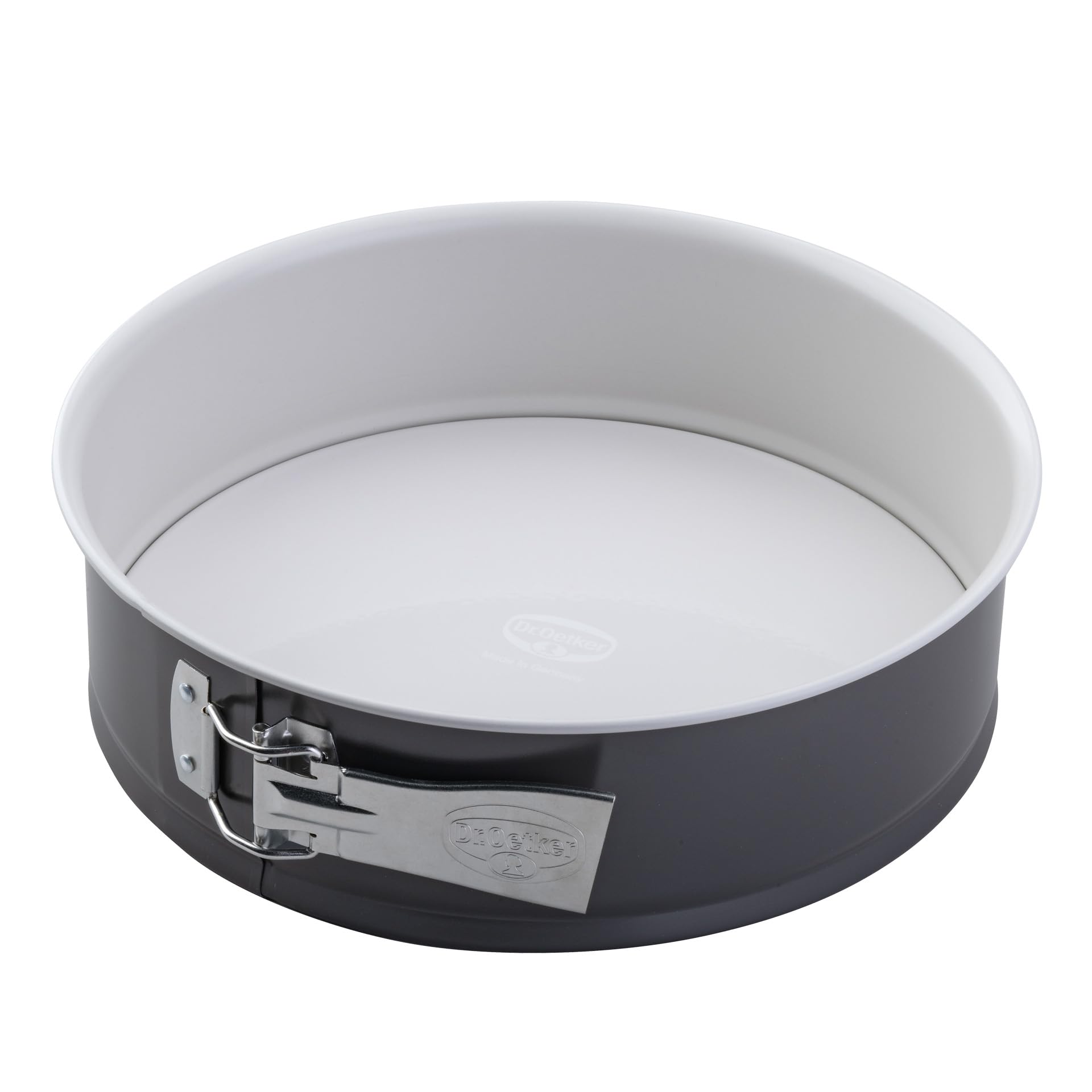Dr. Oetker Bakeware - Non-Stick Springform Cake Tin with Enamel Base - Diameter 26 centimetres, Grey and Cream