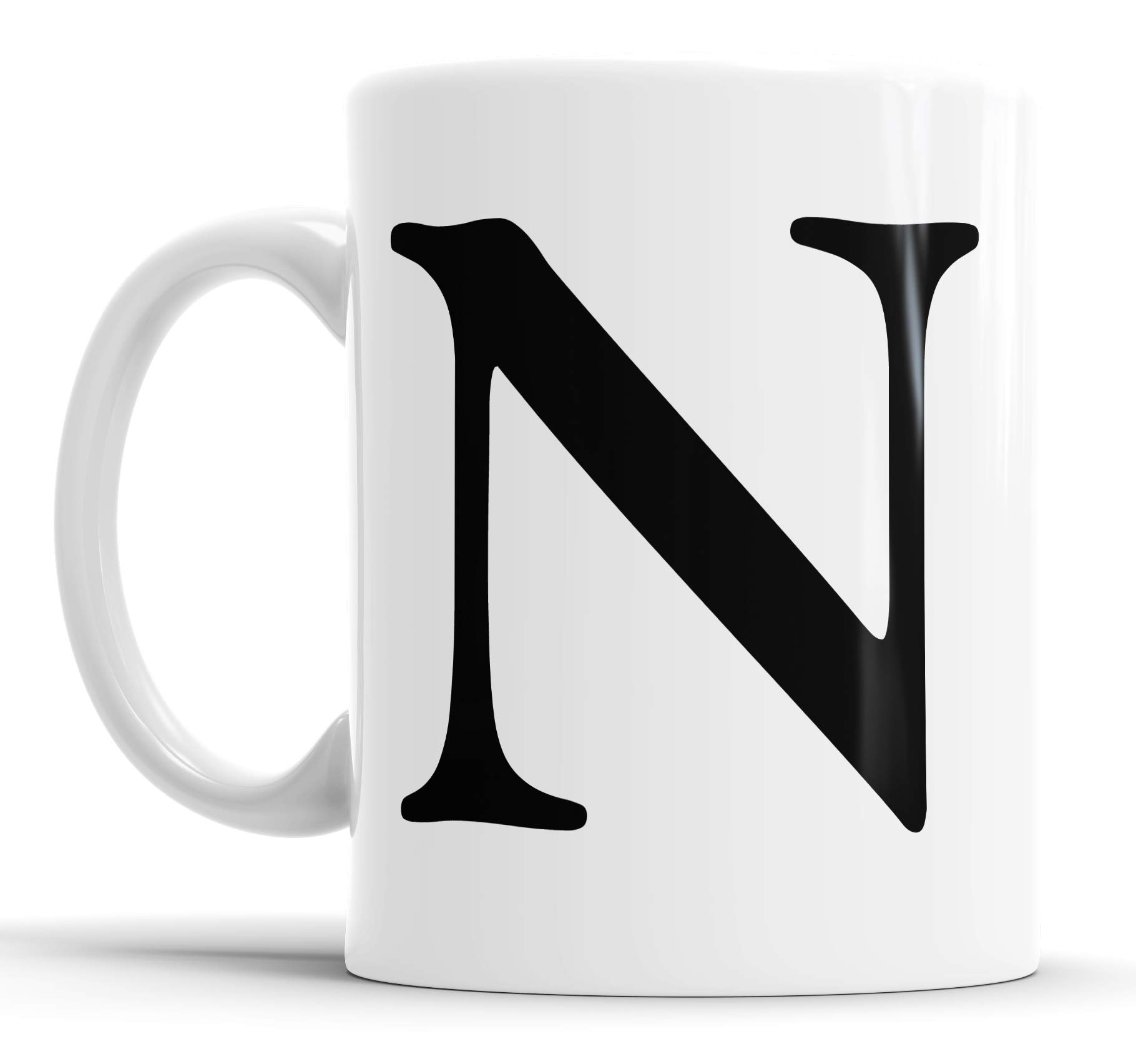 Faithful Prints Alphabet Mug Letter Mugs Initial Coffee Cup Birthday Fathers Day Gift (Letter N)