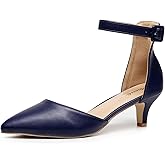 VenusCelia Women's Easy Going Strap Pump Kitten Heel Shoe