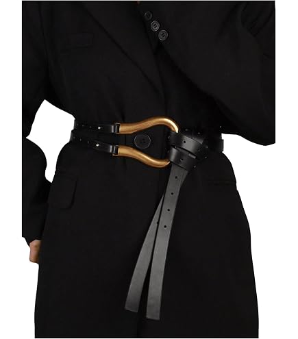 Block Garden Women PU Leather Waist Belt Double Strap Tie 
