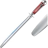 Huusk 10" Knife Sharpener Rod - High Carbon Steel Knife Steel Sharpener, Kitchen Knife Sharpeners with Magnetized Tips, 3200 Grit Sharpening Steel (Flat) Christmas Gift for Men and Women