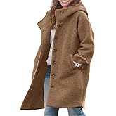 chouyatou Women's Winter Single Breasted Long Wool Coat with Hood Casual Wool Blend Trench Coat Jacket