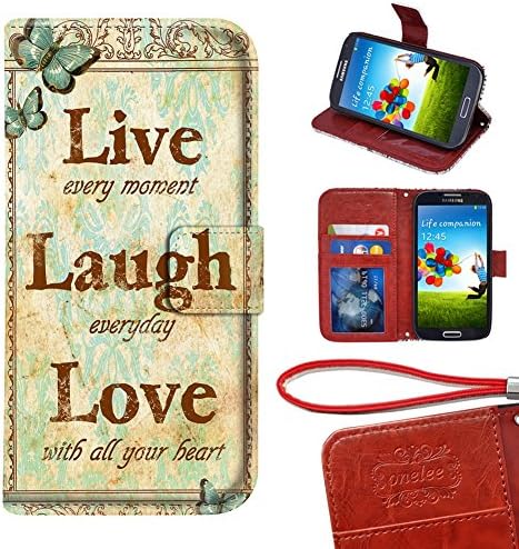 Memoly Shop Case Live Laugh Love Quotes Pattern Samsung Galaxy S7 PU Leather Wallet Case with Card Holders