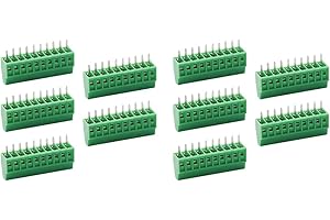 LAGOGIA 150V 6A 2.54mm/ 0.1inch Pitch 10 Pin PCB Mount Screw Type Terminal Block Connector, Pack of 10