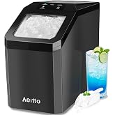 Aeitto Nugget Ice Maker Countertop, 55lbs/Day, Rapid Ice Release in 5 Mins, Large Capacity Chewable Ice Maker, Self-Cleaning with Stainless Steel Housing Ice Machine for Home Office and Party, Blcak