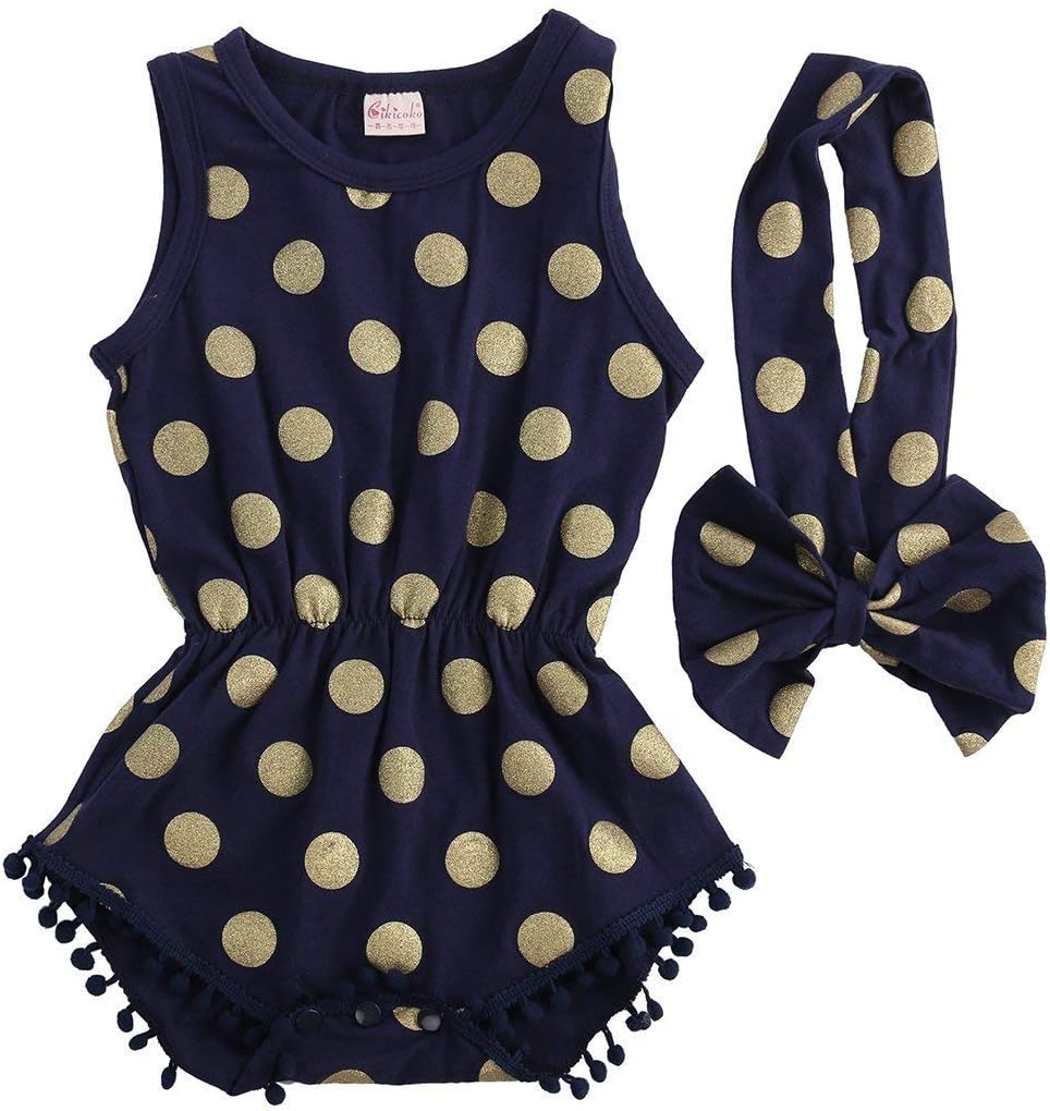 Baby clothes Gold Dots Bodysuit Romper Jumpsuit One Piece Outfits With Headband Set